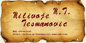 Milivoje Tešmanović vizit kartica